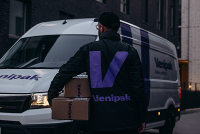 Venipak identity andstudio bold branding delivery logo logotype mark