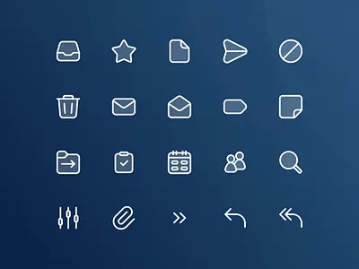 E-Mail App Icons app clean e mail figma flat flat icons icon design icon set iconography icons jakob treml line minimal simple ui ux vector icons