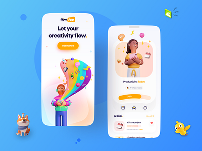 Flow App Mobile - #VisualExploration 3d 3d art 3d illustration app app design app ui application bold clean colorful illustration interface ios minimal mobile mobile app mobile app design mobile ui ui vibrant