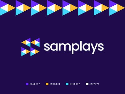 Samplays Logo abstract branding bright colorful gennady savinov logo design geometric isometric logo logo design media modern music play polygon s letter s logo s logomark samples symmetric triangles