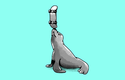 Skate wild. Seal. animals bw characters illustration monochrome seal skate skateboard skateboarding wild