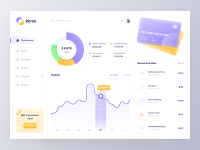 Verse - Payment Dashboard admin app chart clean credit card dashboard elegant finance financial graph management minimal panel payment paypal platform ui ux website