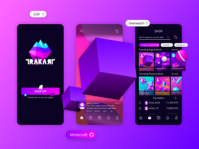 Social Marketplace App 3d app app design branding crypto gradient illustration jakeux logo marketplace mobile mobile app product design purple social ui ux vector