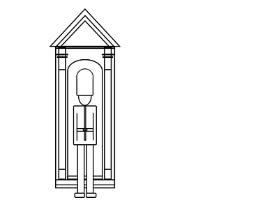 The Queen's Guard in London black and white design digital art illustration logo london people