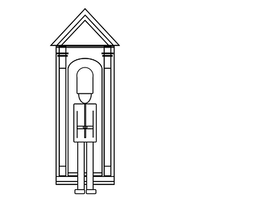 The Queen's Guard in London black and white design digital art illustration logo london people