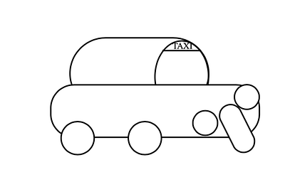 Taxi on the road black and white design digital art illustration logo taxi