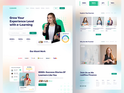 E-Learning Landing Page || Grapeslab best designer design dribbble best shot e learning education educatonal grapeslab homepage landing page minimal online popular design top designer uiux web web design website website concept