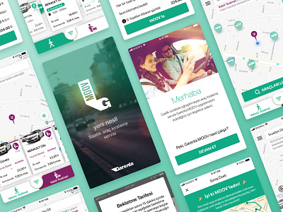 Garenta MOOV Mobile App car design flat green location map mobile rent ui ux vale