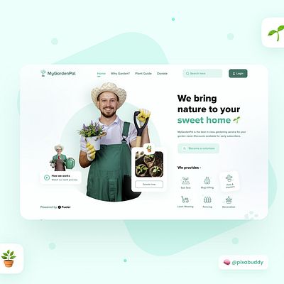 MyGardenPal UI Design agency website behance branding clean design clean ui design designer gardener gardening green illustration pastle colors ui uidesign uiux ux uxdesign web webdesign website