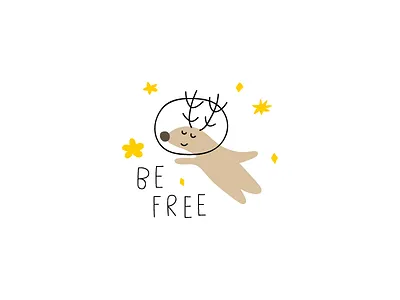 Be free animal baby children clipart cosmos cute deer illustration illustrator kids space vector