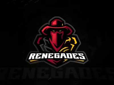 Renegades mascot logo redesign bandit branding design esports hat illustration logo mascot mascot logo renegades typography ui ux vector western