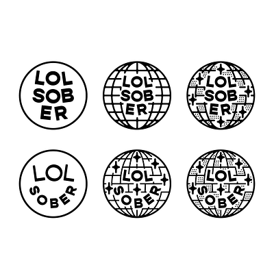 LOL Sober explorations avatar badge brand identity branding design illustration lettering linework logo type