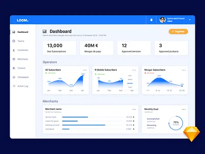 Loom - Landing page admin admin panel adminstration dashboard desktop ipad sketch tablet ui ux