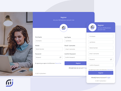 Register Mobile Screen_MJ Business Intelligence business intelligence business template mobile app register mobile application mobile register screen mobile signup mobile signup screen register register screen signup ui design ui mobile application ui screen