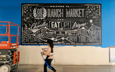 Murals for 99 Ranch Market (Chandler, AZ) arizona asian cactus chalk chalkboard dallasartist food freehand grocery hand lettering illustration illustrator lettering market mural script shop typography