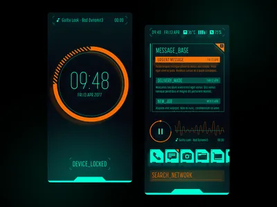 Cyberpunk Phone UI android cyberpunk future home screen icons illustrator lock screen mobile sketch theme