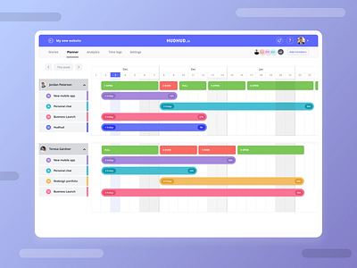 Planner page - Project management app calendar planner project management schedule time team work ux