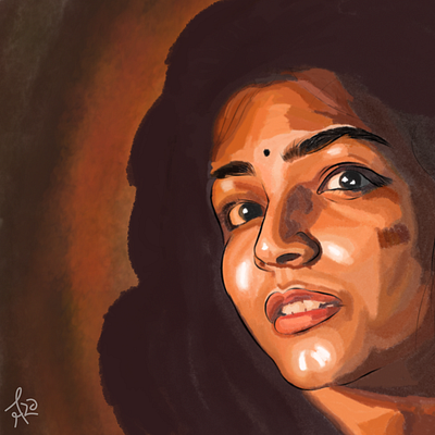 Portrait of Rajisha Vijayan art infinite painter portrait water color