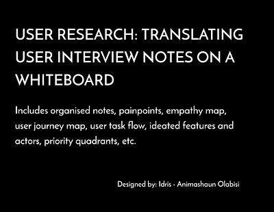 User Research: Translating Interview Notes on Whiteboard branding design interview