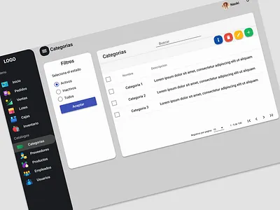 Prototype of the panel admin