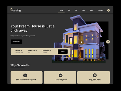 Housing - Property Page appartment dashboard design house interface landing page design product product design property real estate region rent toglas ui ux website design website landing page