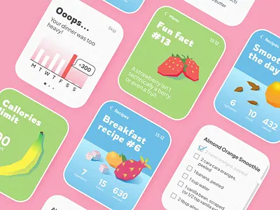 WatchOS Eatsy animated animation app calories design desire agency food graphic design green health interface motion motion graphics nutrition smart watch tracker ui user interface watch watchos