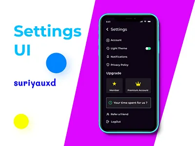 Settings Mobile UI Design appdesign dailyui design figma settingsui ui uidesign uiux userexperience ux visualdesign webdesign