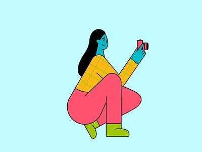 Capture the good times 2d art behance camera character character illustration flat flat character freelance illustrator girl character illustration illustrator photographer procreate