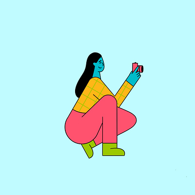 Capture the good times 2d art behance camera character character illustration flat flat character freelance illustrator girl character illustration illustrator photographer procreate