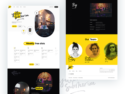 Yellow Submarine music studio website landing music ui web