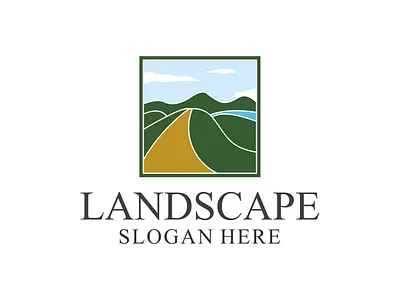 landscape nature design logo illustration design farm green hill icon illustration landscape logo mountain nature sign symbol vector
