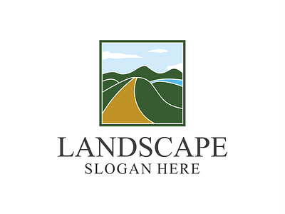 landscape nature design logo illustration design farm green hill icon illustration landscape logo mountain nature sign symbol vector