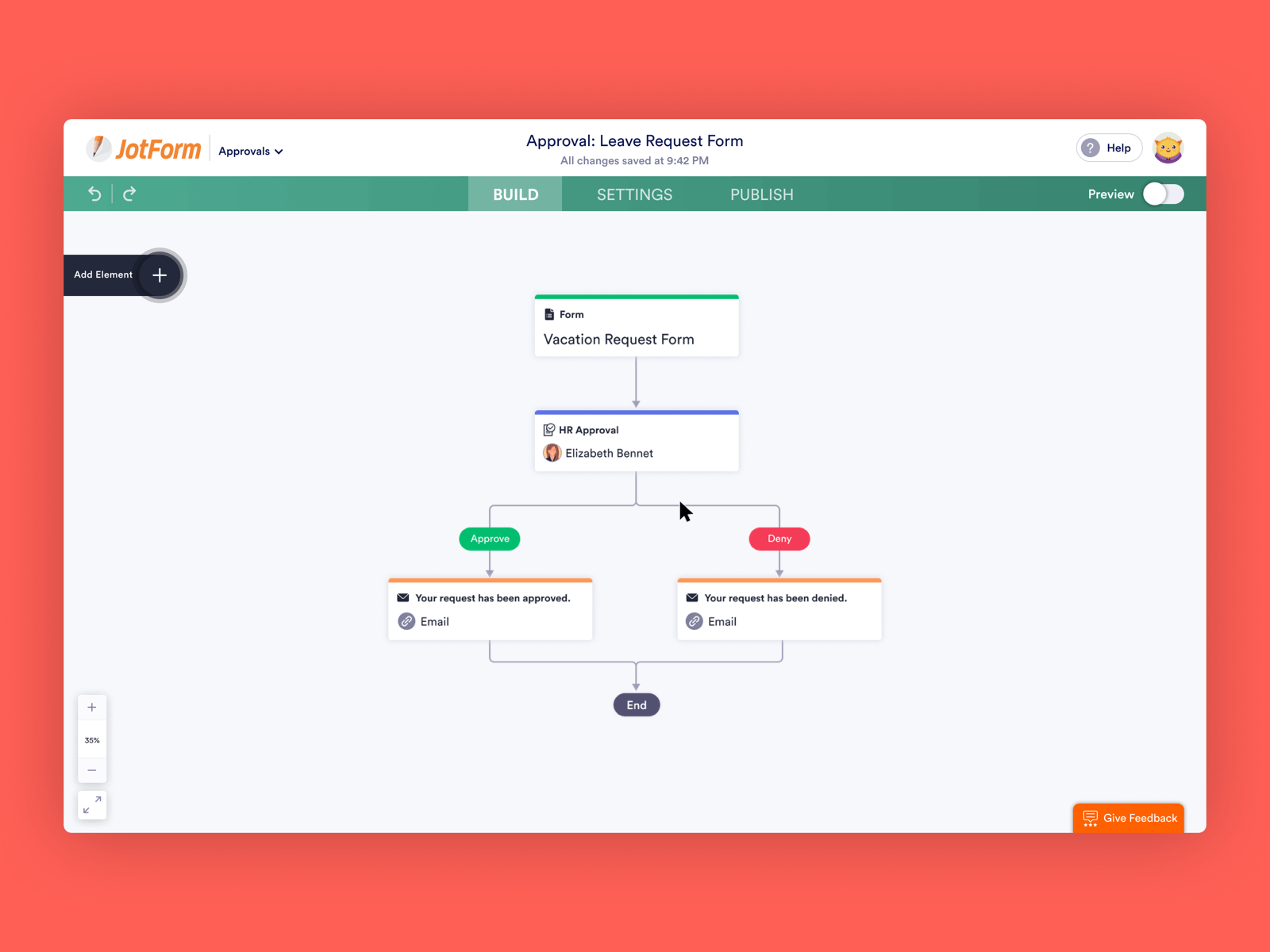 Approval Settings Panel approval approval builder approval settings drag and drop element settins form builder jotform online form product design settings settings panel ui ui design uiux workflow workflow builder