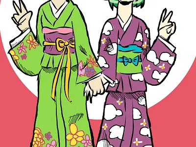 Kimono girlfriends! design graphic design illustration