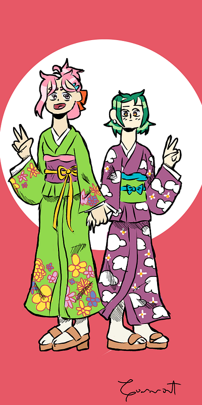 Kimono girlfriends! design graphic design illustration