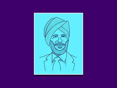 Milkha Singh - line art portrait branding design illustration illustrator line art logo vector
