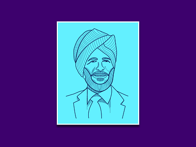 Milkha Singh - line art portrait branding design illustration illustrator line art logo vector