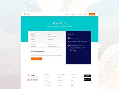 Contact Page design ui ux