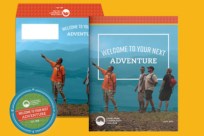 2021 PPCC Welcome Packet adventure brochure brochure booklet camping collateral college colorful compass direct mail discovery envelope graphic design higher education layout design patterns print design sticker typographic typography