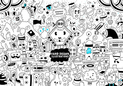 Land of hand drawn illustration doodle branding cartoon character creative digital doodle graphic design illustration style vector