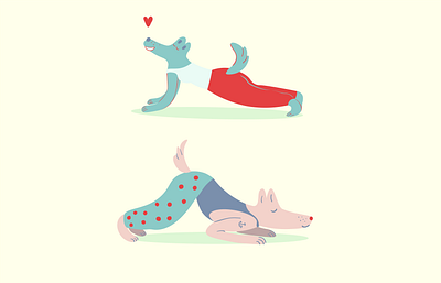 yoga dogs animals character cute dogs flat furry illustration illustrator vector vector art vector illustration