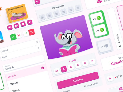Elefante Letrado App - UI Components Update android books child game illustration interface ios library read ui