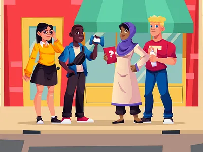 Game Characters adventure character design flat game illustration people