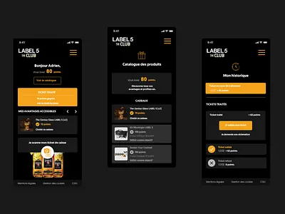 Loyalty program - Label 5 whiskey alcohol design fidelity label 5 mobile mobile first program symfony ui ux webdesign website whiskey