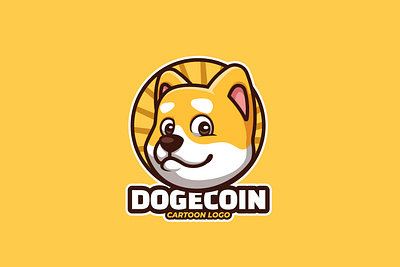 Doge Coin Cartoon Logo animal bitcoin coin crypto dog doge pet shiba