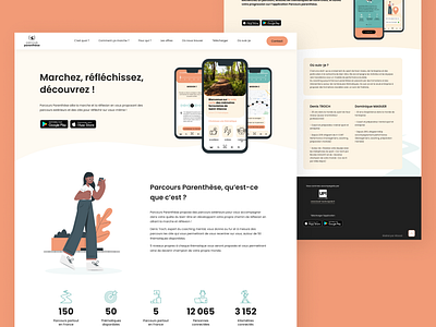 Personal development landing app - Parcours Parenthèse app application design development illustration landing landing page listen mobile personal personal development ui ux walk web webdesig wordpress