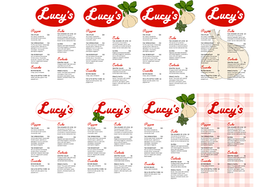 Lucy's Menu Drafts branding design layout logo menu typography