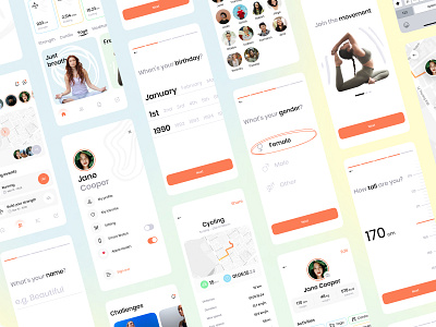 Fittest UI Kit app clean design fitness health health care interface mobile modern scribble ui