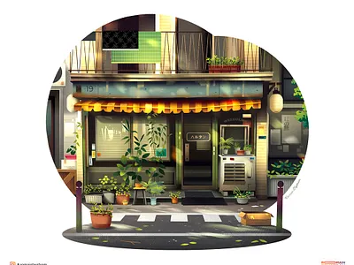 Tokyo facade architecture collection facade gradient illustration journey light plants shop study travel world