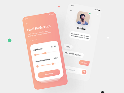 Dating App UI Design app appdesign appuidesign chatapp cleanui datingapp gradient iosapp minimaldesign mobileapp modernui uiux uiuxdesign ux visualdesign